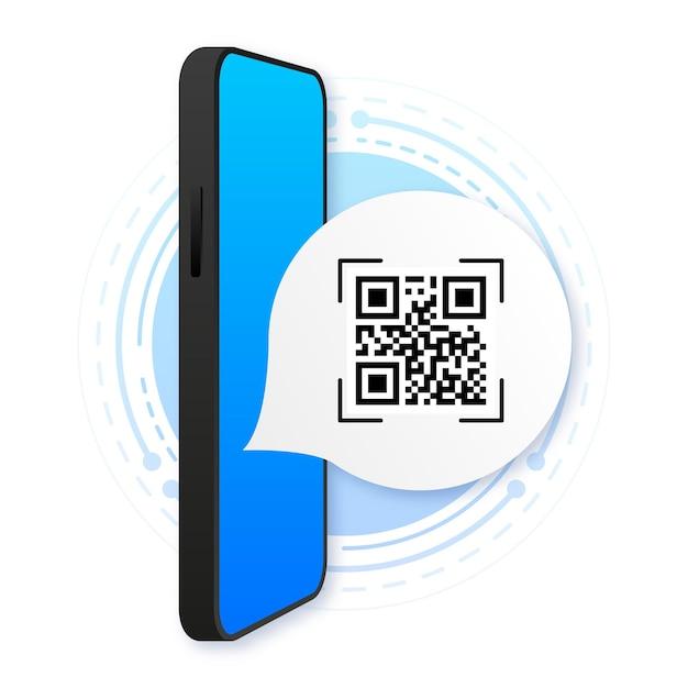 Vector scan qr code to mobile phone electronic digital technology barcode concept vector illustration