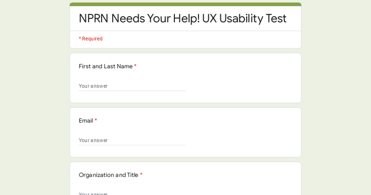 NPRN Needs Your Help! UX Usability Test