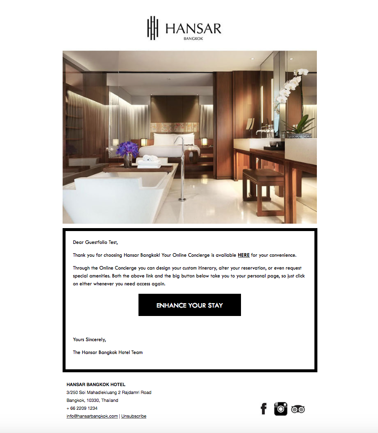 Hotel Pre-Arrival Email