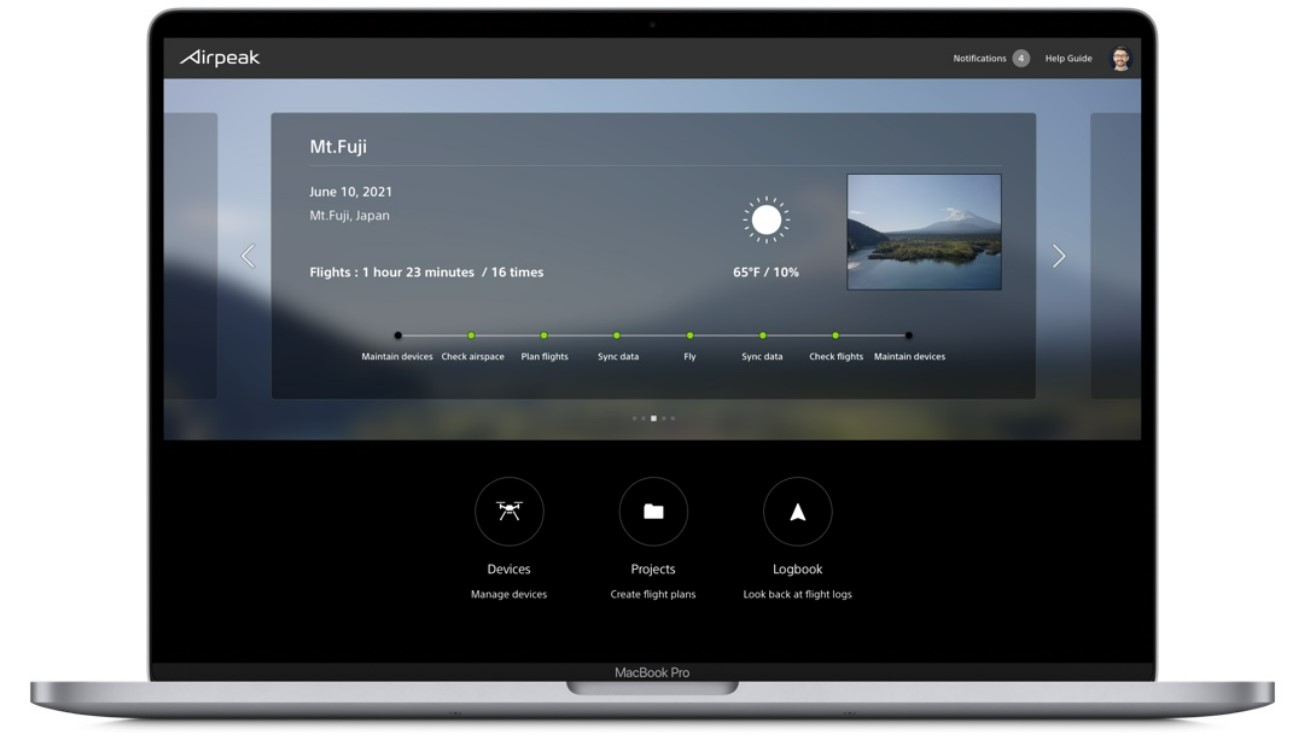 The Airpeak Base, a cloud-based web application