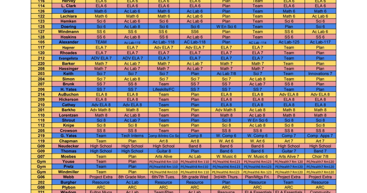 2019-2020 Schedule