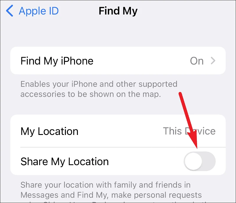 Stop Sharing Location Through “Find My” app