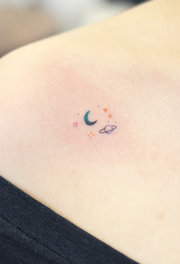 43 Adorable Mini Tattoo Of Moon And Stars For An Alluring Appearance ...