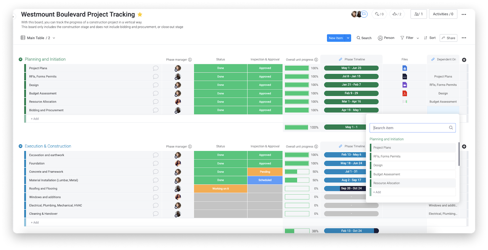 Monday.com dependencies