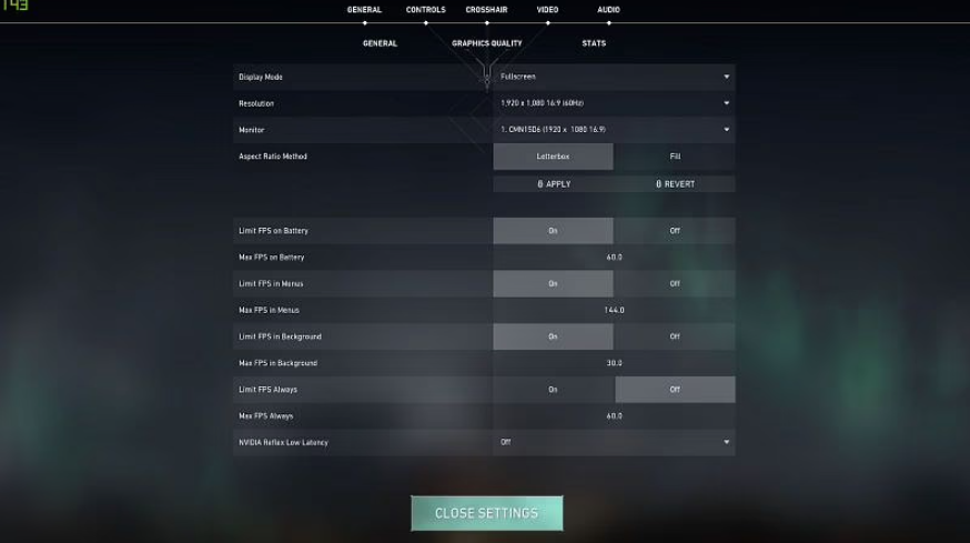 general settings for valorant