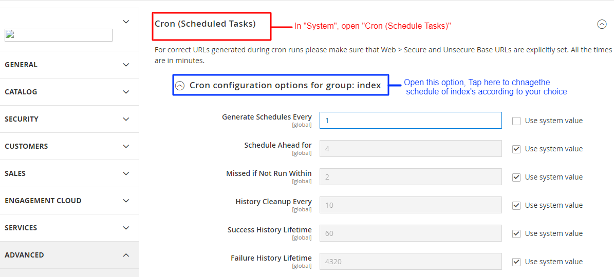 Configuration for group index