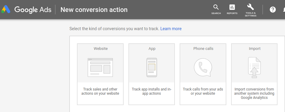 Select the conversion action