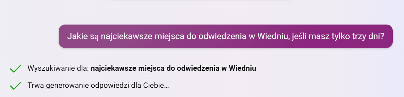 Bing vs Bard, krótki prompt, zapytanie wyszukiwania Bing