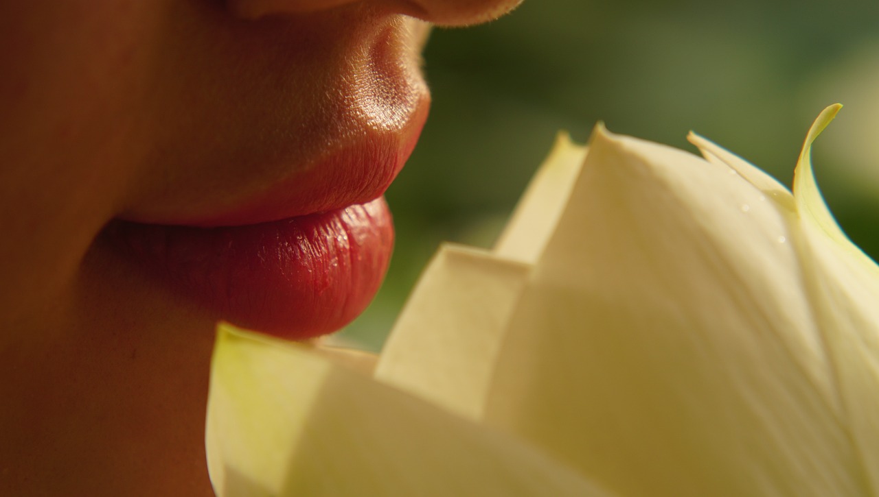 女性　花　唇