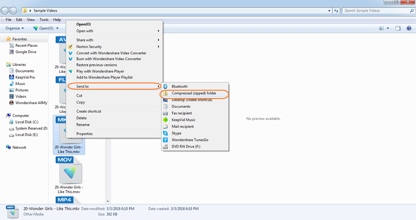 Creating a zip file.