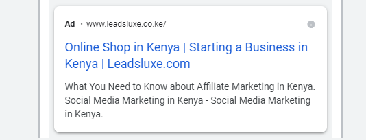 Google Ads example in Kenya