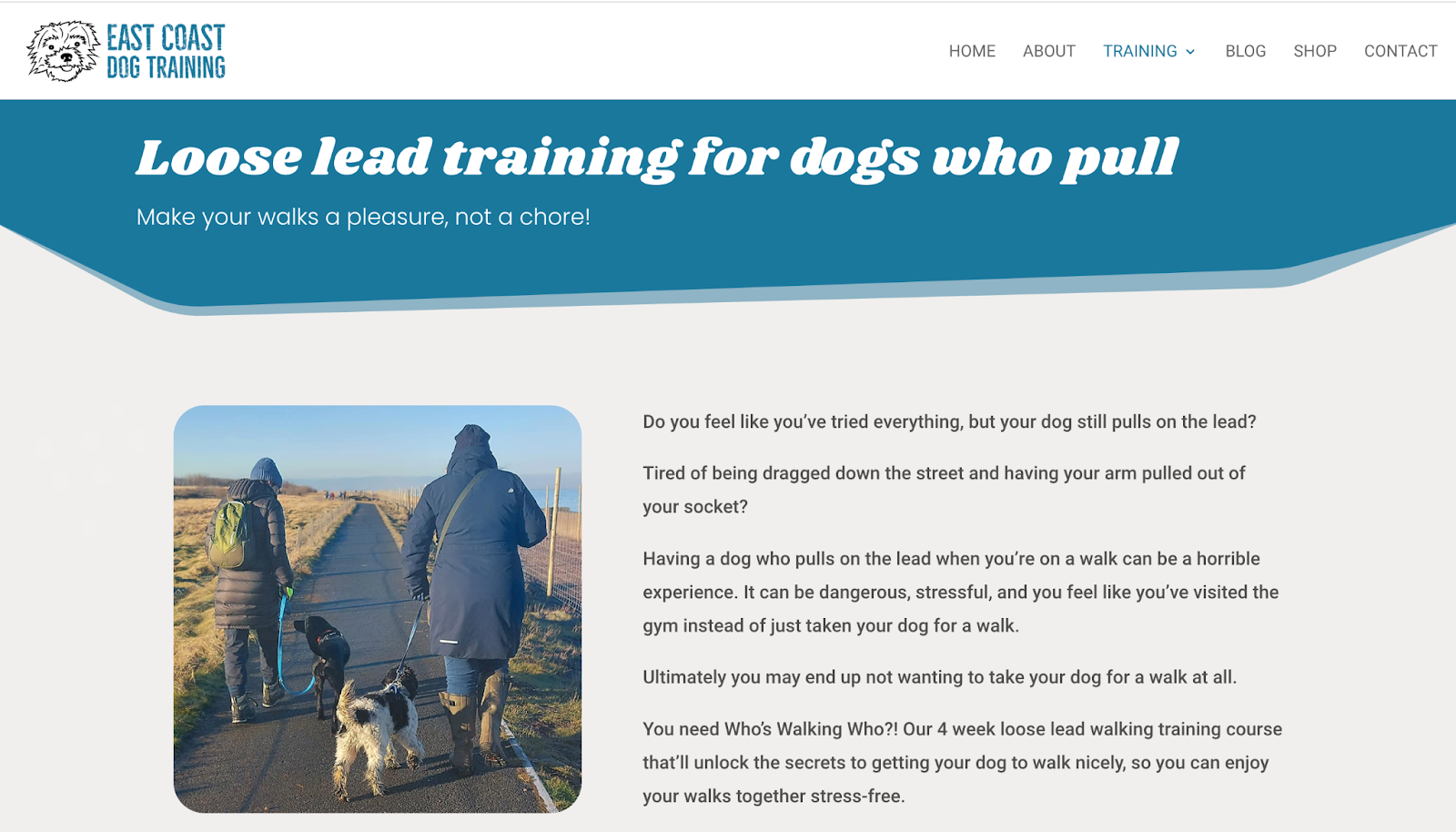 Sales page example - loose lead training course
