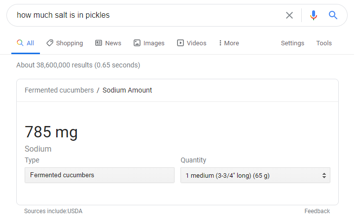 sodium amount for pickles