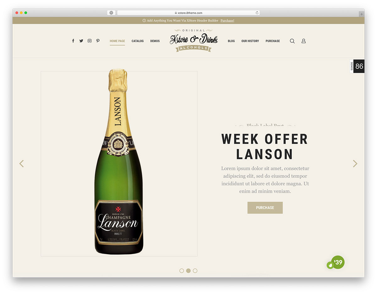Thème WordPress pour boutique de champagne