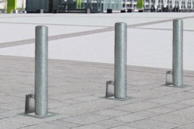Removable steel bollards with a simple padlock system from Barriers Direct.