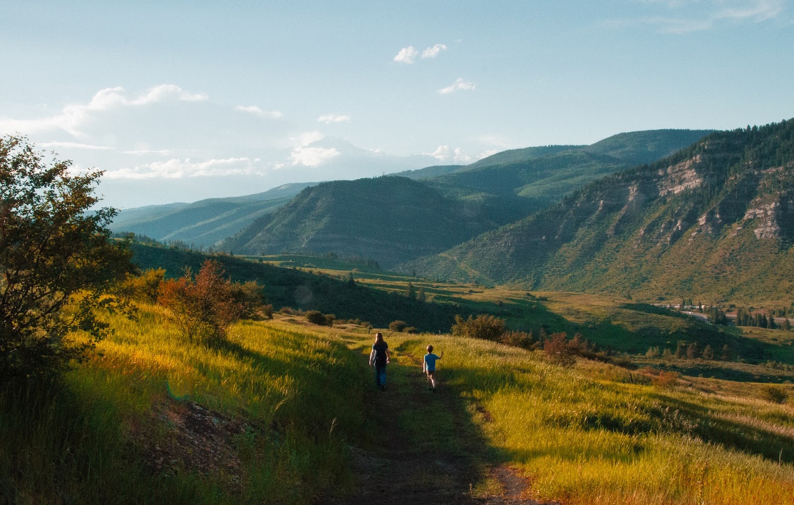 Hiking in a meadow