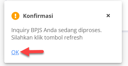 Tampilan notifikasi konfirmasi. Klik Ok 