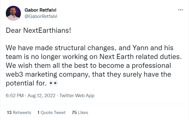 Re: My Opinion on the Acrimonious Divorce Between Next Earth’s Current CEO, Gabor, and Former CMO, Yann 2