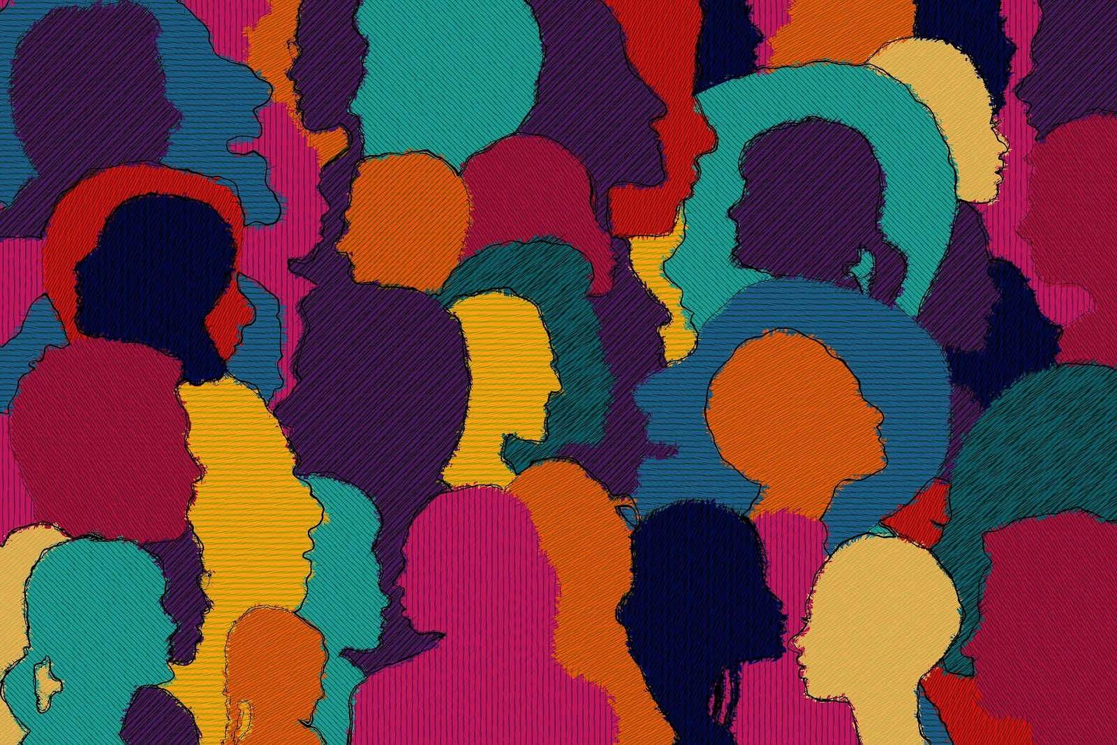 a colorful illustration of a crowd