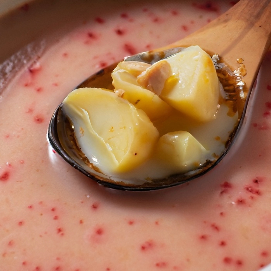 Red Potato Soup recipe in spoon