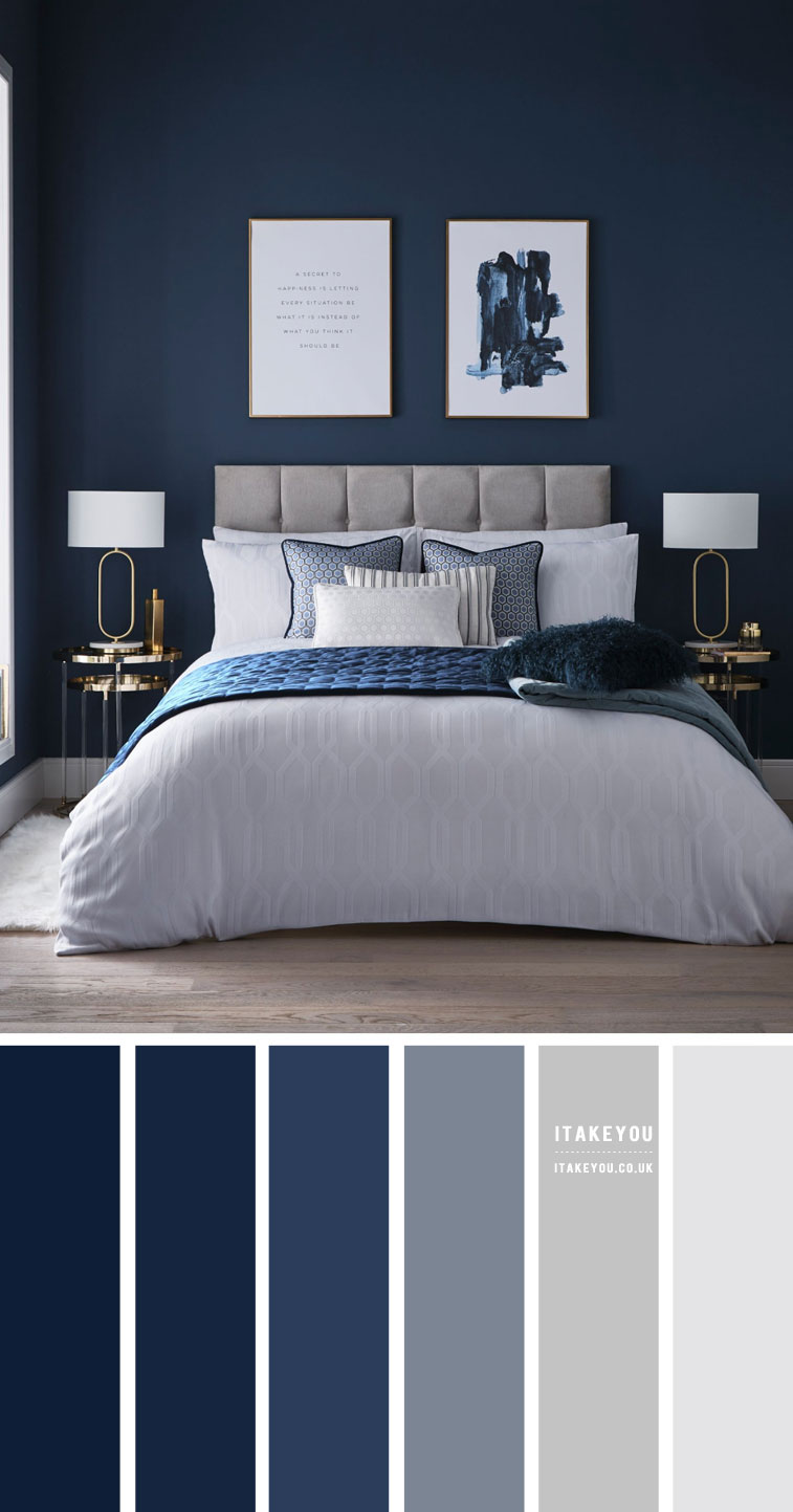 Navy Blue and Gray Bedroom Color Schemes