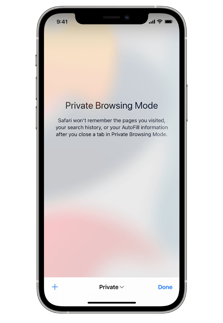 The private browsing mode in Safari for iOS mobile devices.