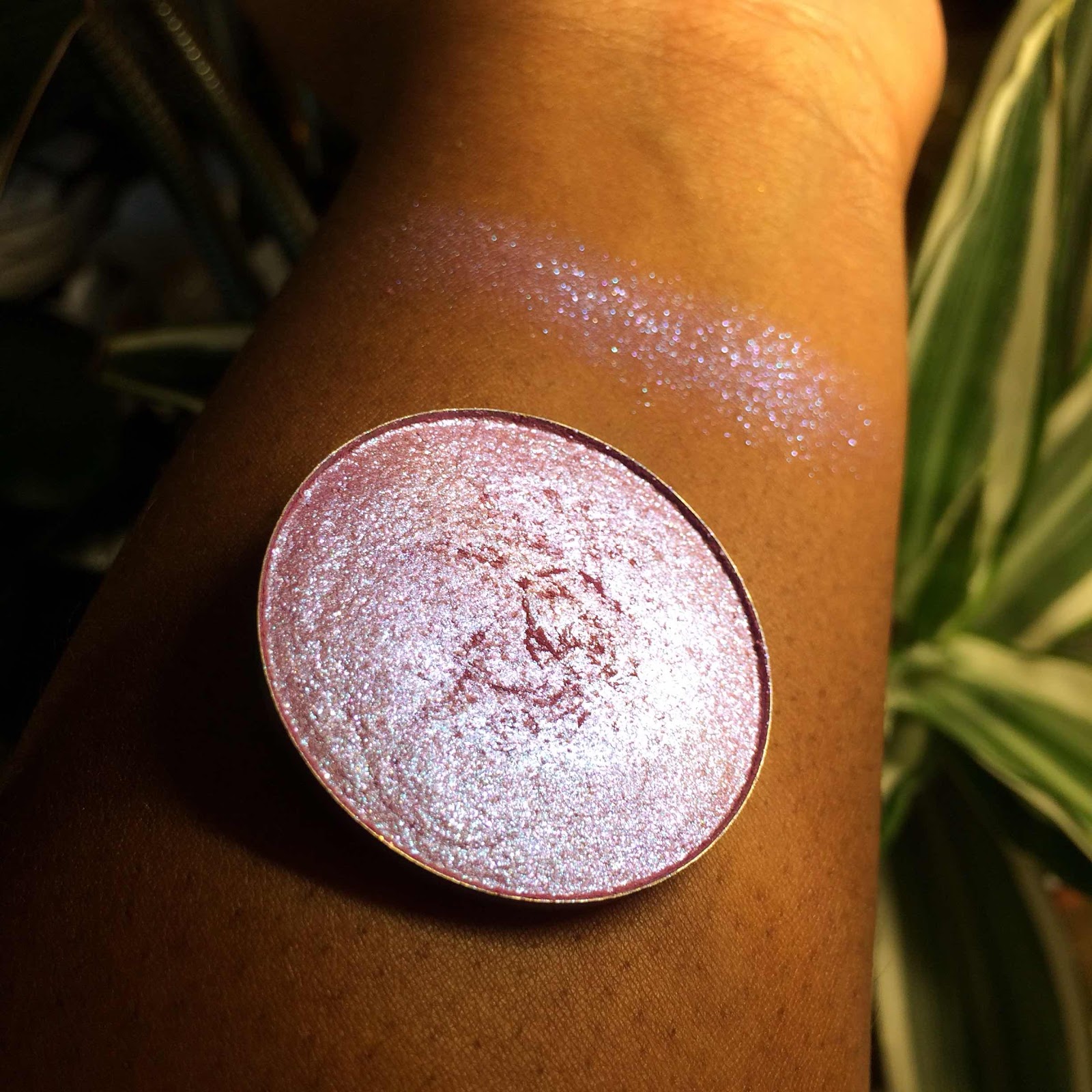 JDGlow NSane arm swatch pink glitter shift