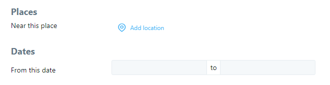 Twitter Advanced Search: Places and Dates Section