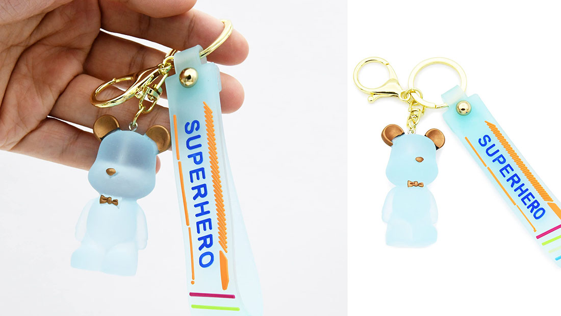 Trendy Accessory blue bears customized rubber keychain online personalised promotional items