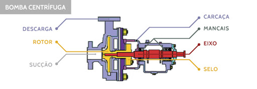 Componentes de uma bomba centrífuga.