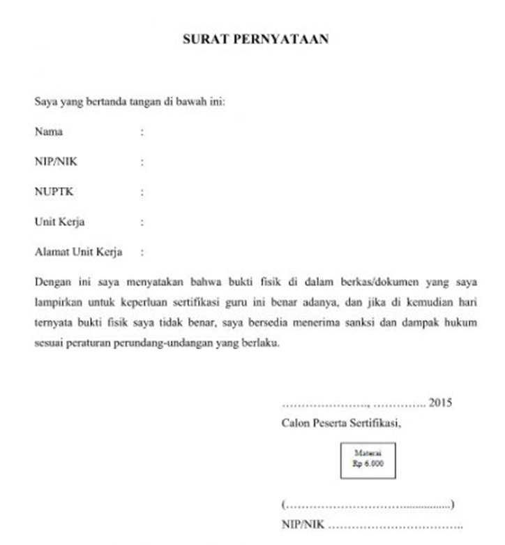 contoh surat pernyataan