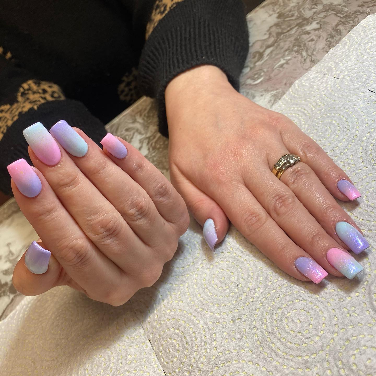 Blue and Pink Ombre Nails