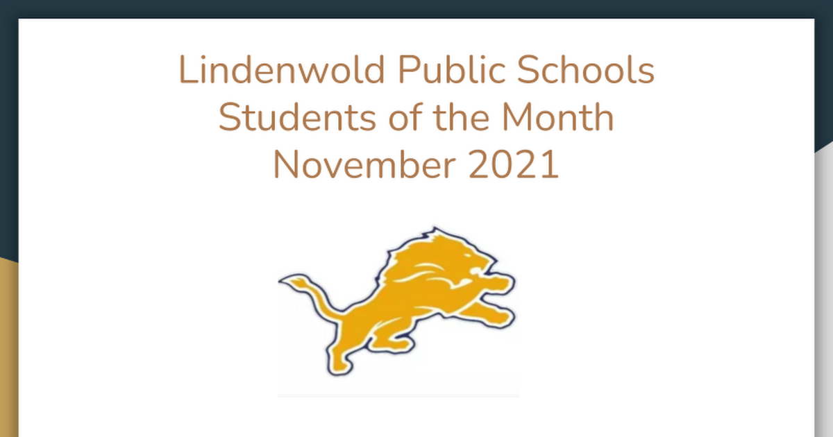 November - Students of the Month Newsletter Version