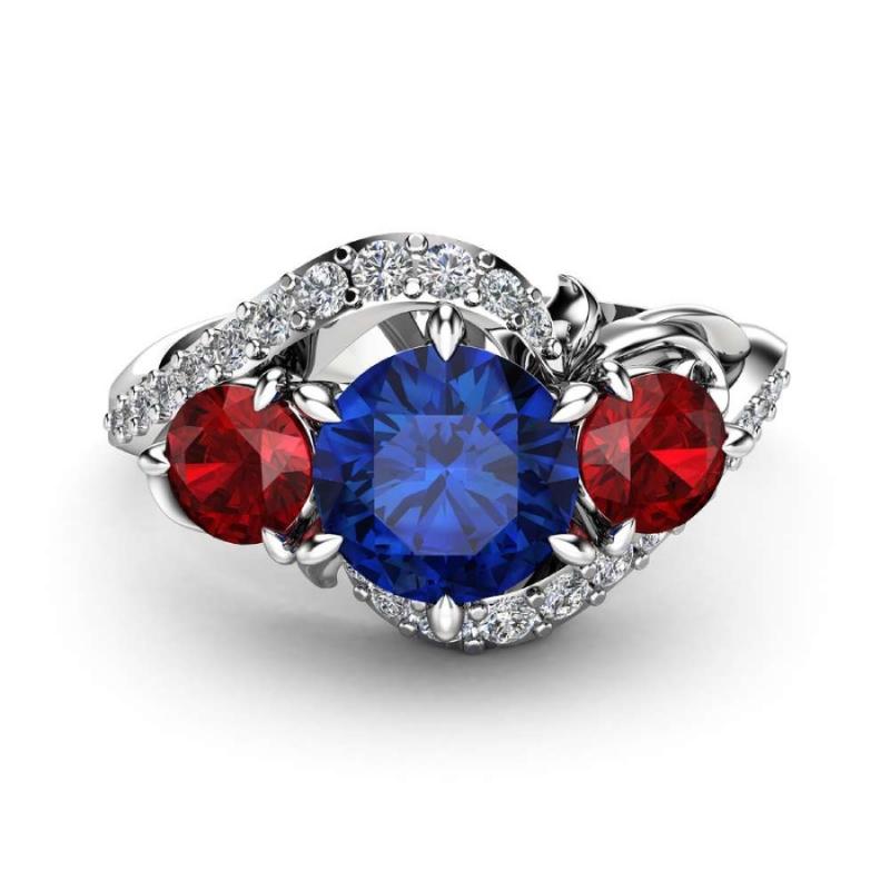 Mẫu nhẫn đá nữ đẹp đính Ruby và Sapphire