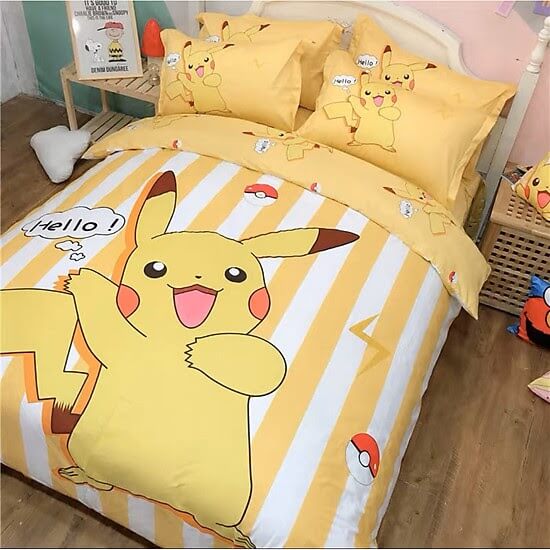 Drap giường 1m2 họa tiết Pikachu