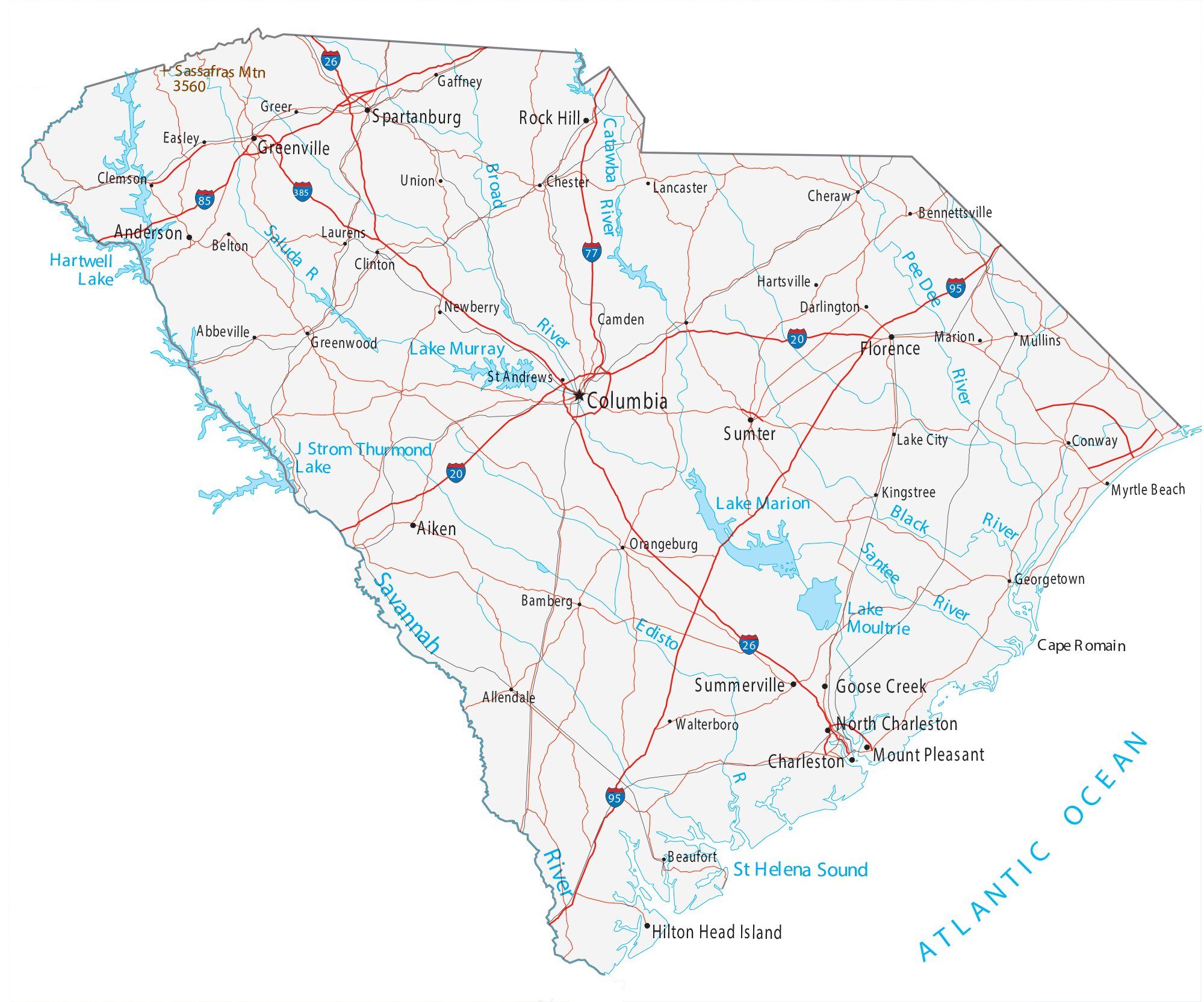Mapas para Imprimir de Carolina del Sur