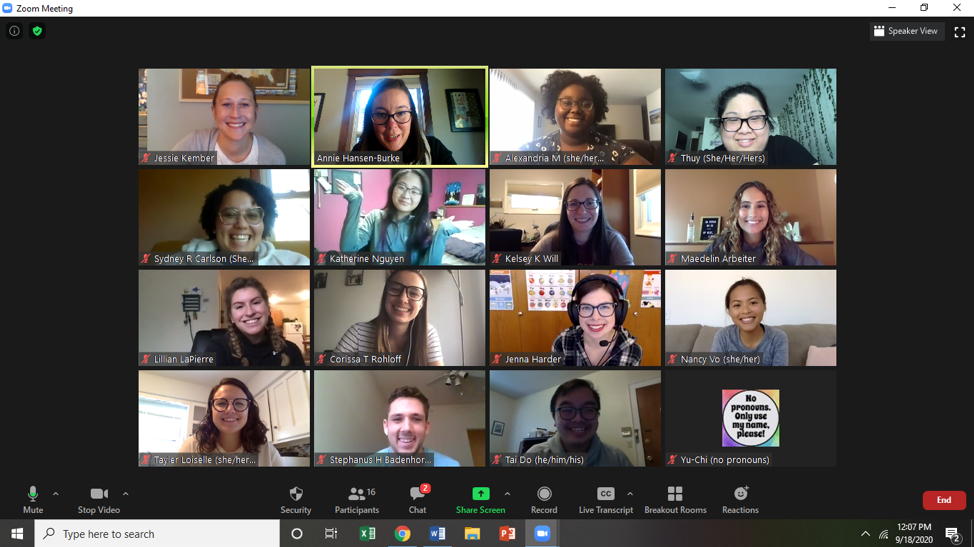 Ed Psych Student Diversity Group kicks off the year with a Zoom meeting