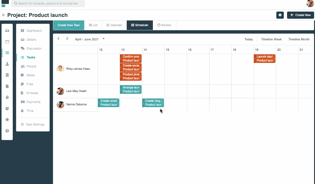 Project.co schedule view