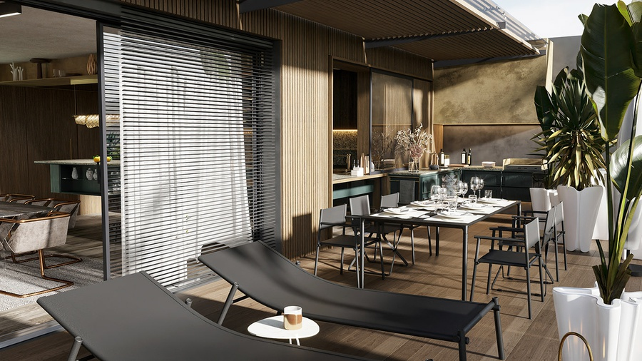 Gợi ý thiết kế Căn hộ Penthouse phong cách hiện đại giữa thế kỷ tại chung cư Sky Oasis