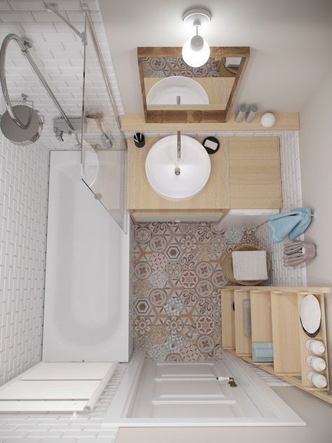 brown bathroom touches of blue