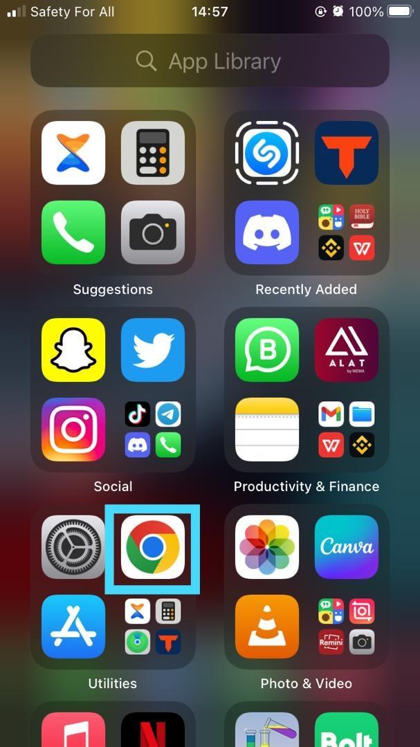 Select the App you want to add to the home screen