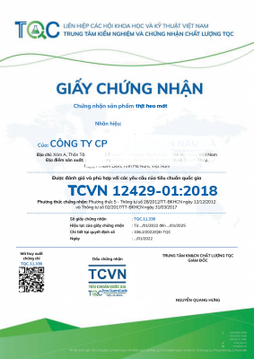 Mẫu chứng nhận Hợp chuẩn sản phẩm thịt mát theo TCVN 12429