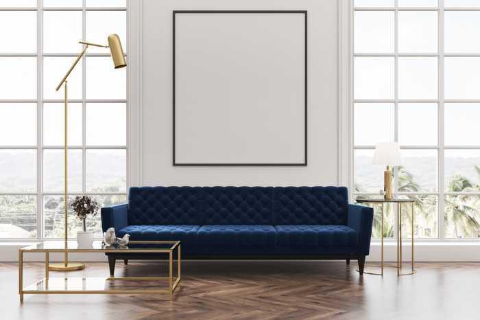 dark blue sofa