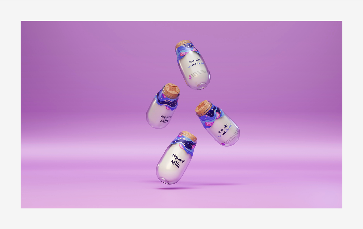 2D 3D bottle cosmic design ILLUSTRATION  Magic   milk package Space 