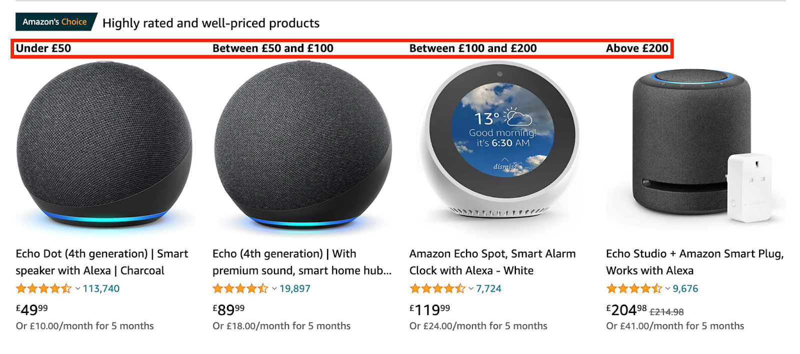 Amazon Echo pricing example