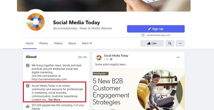Remoção da história da página do Facebook