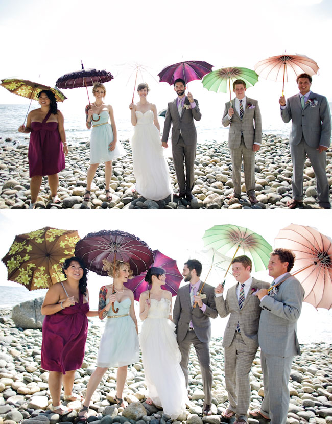 Những cây dù nhỏ giúp khách mời thoải mái hơn trong tiệc cưới ngoài trời