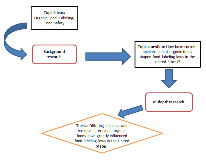 Graphic of the topic development process as a flow chart