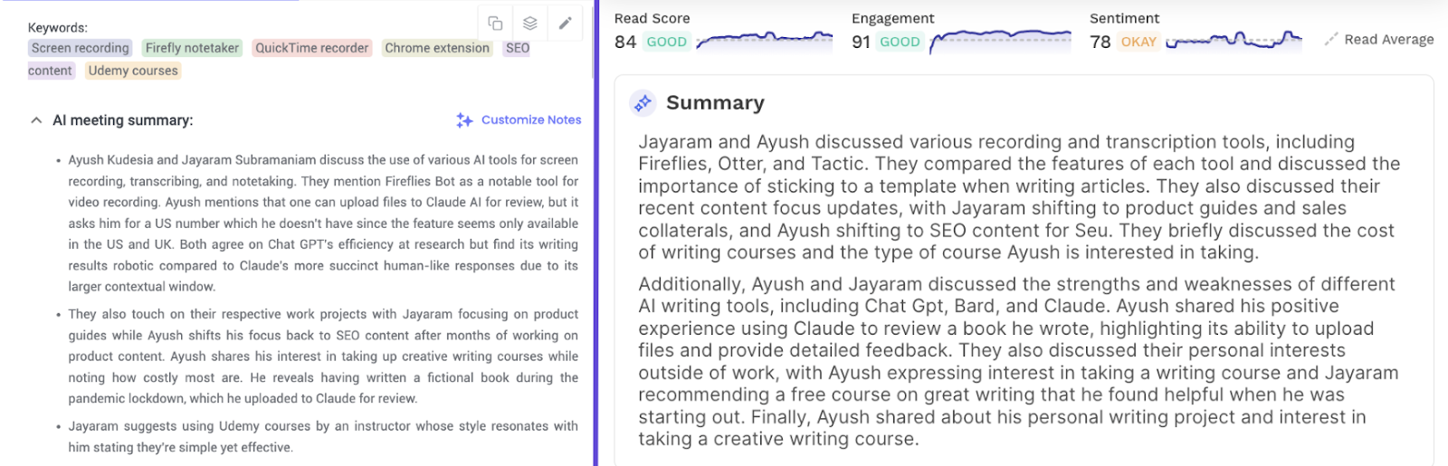 Fireflies vs. Read.ai - Summary comparison