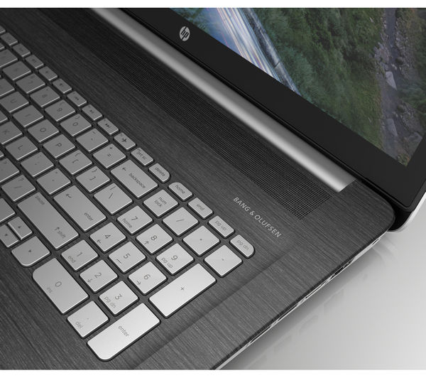 This image shows the keyboard and trackpad of the HP Envy 17 2022.